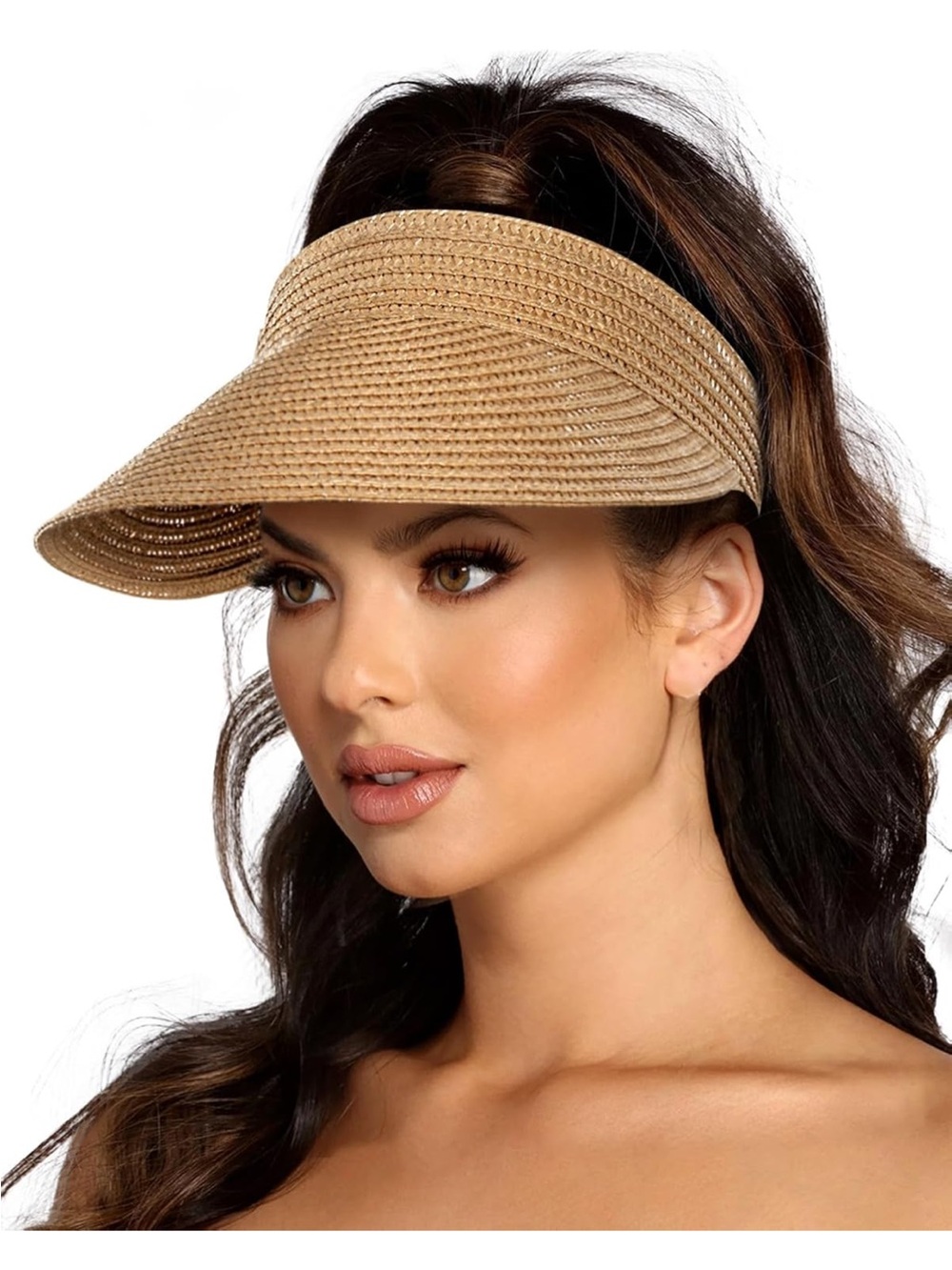 Straw Visor Sun Hat - Tan